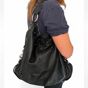 Elegant Black Leather Tote Bag